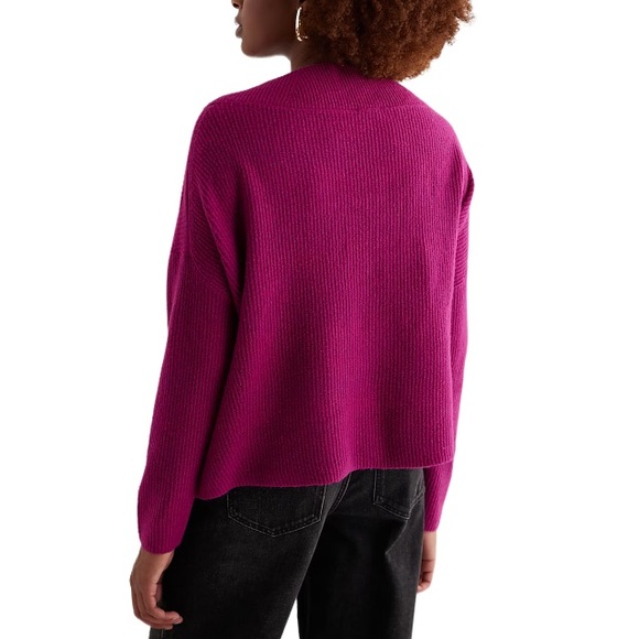 NWT Express V-Neck Cropped Oversize Dolman Sleeve Sweater Orchid Fuchsia XS - Picture 6 of 10